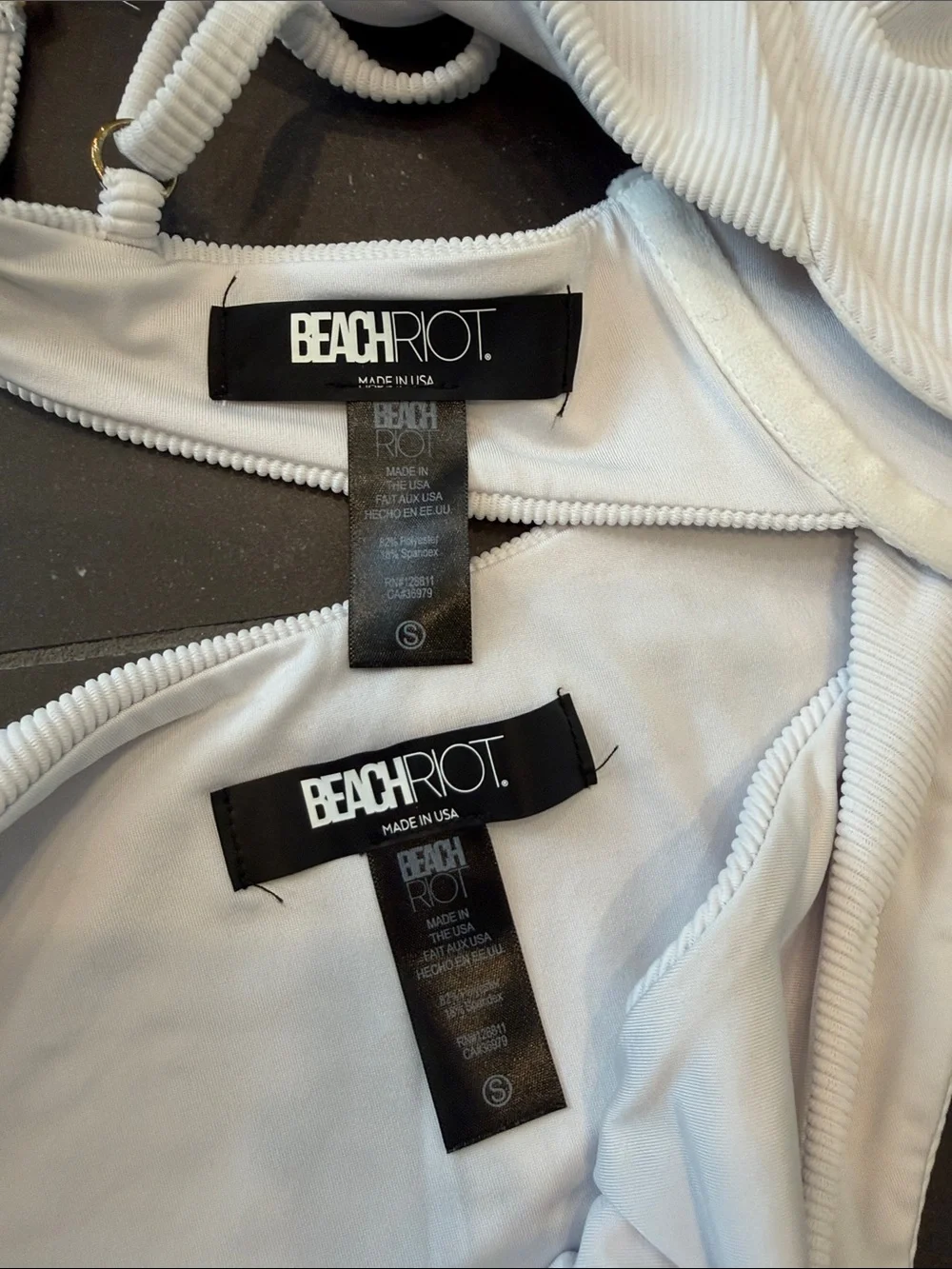 Beach Riot White Ribbed Two-Piece Bikini Set size small - Picture 2 of 3